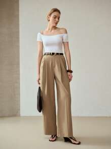 MOTF PREMIUM FOLD PLEATED SUIT PANTS - Khaki - View 6
