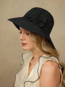 MOTF PREMIUM 黑色仿花渔夫帽