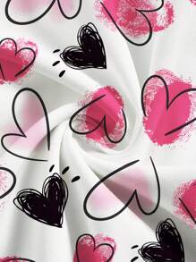 PopScrub Women's V-Neck Short Sleeve Dual Pocket Beautiful Heart Sketch Print Nurse/Doctor Uniform Top Scrub Top / Examination & Surgery Uniform / Pet Grooming Uniform Top Scrub Top / Nutritionist Work Uniform Short Sleeve Functional Lab Work Uniform Top, Summer - White - View 5