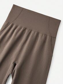 LUVLETTE Plus Women's Seamless Wide Waistband Waist Elegance Yoga Fitness Active Gym Basic Leggings - Brown - View 15