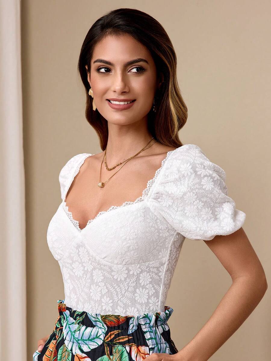 Chiquease 女式修身方领白色衬衫