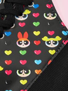 THE POWERPUFF GIRLS X SHEIN 1 件女士黑色心形和花朵、泡泡、毛茛六角腰带，百搭日常佩戴，图案随机 - 黑色 - 查看 3