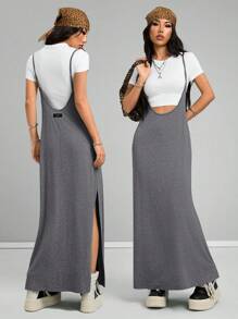 Coolane Women's Spring And Summer Vintage Going Out Date Night Sportswear Athleisure Basic Grey Midi Dress Summer Dresses For Women - Grey - View 2