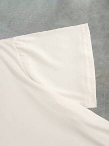 Glimmora Women's Casual Cat Print Round Neck T-Shirt, Summer - White - View 5