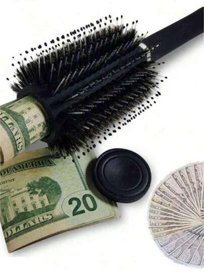 1 pieza Cepillo de cabello redondo con compartimento oculto secreto, caja contenedor segura para guardar dinero, joyas, llaves de la casa, artículos de valor, para usar en viajes o en casa