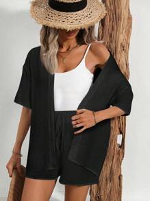 SHEIN LUNE Women Two Pieces Outfits For Daily Wear - Black - View 6