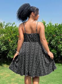 CovetEZ Plus Size Ditsy Floral Slip Dress, Casual Spring - Multicolor - View 2