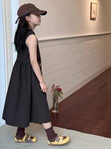 DAZY Tween Girls Sleeveless Round Neck Dress, Summer,Back To School Clothes - Black - View 5