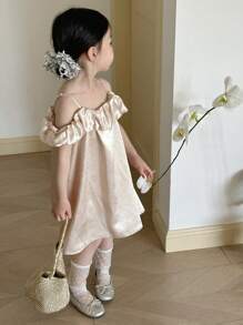 DAZY Young Girl Spaghetti Strap Sleeveless Dress, Summer - Apricot - View 4