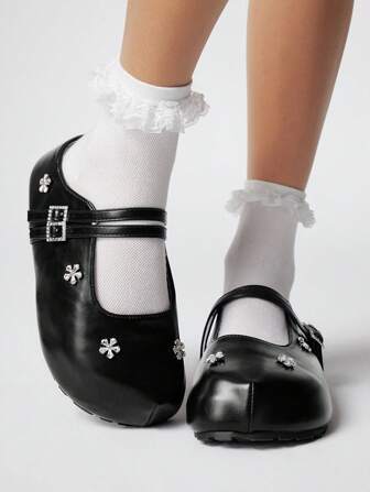 Black Loafer Shoes With Closed Toe, Hollow Backless Mule Shoes Decorated With Rhinestones, Buckle Punk Gothic Women Wedge Platform Sandals, Halloween