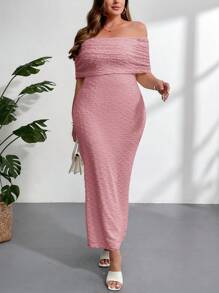 Firerie Plus Size Solid Color Fashion Dress, Suitable For Summer - Pink - View 3