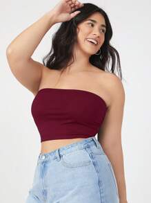 SHEIN BASICS Plus Size Women Casual Versatile Solid Color Tube Top - Multicolor - View 3