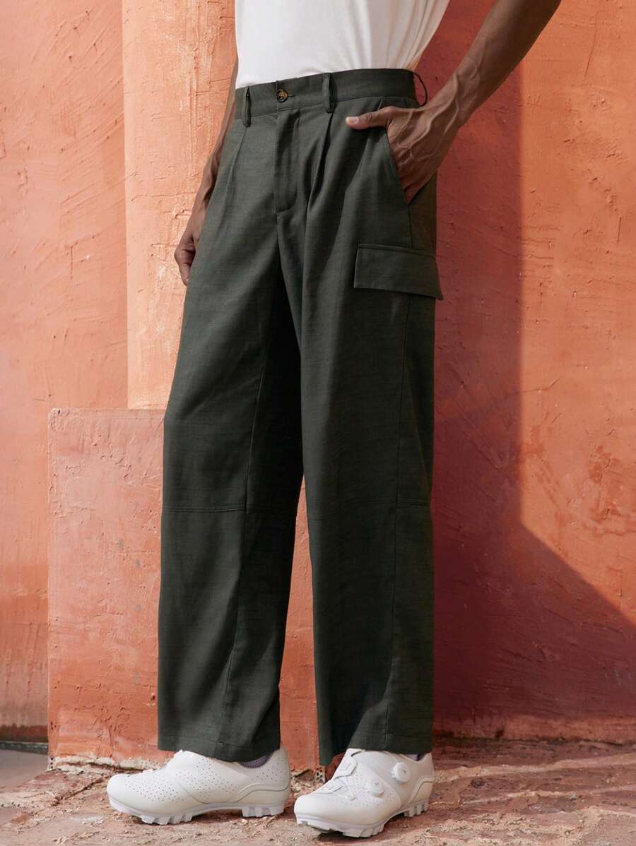 Maija Pantalones casuales verde salvia con diseño de cintura elástica y bolsillos laterales para hombres, verano 2025. Elegantes y románticos, apropiados para invitados de boda, oficina, aeropuerto, playa, festivales de música y vida diaria - Gris - Ver 1