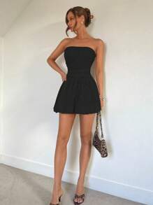 Roylia Fashionable Sexy Cutout Jacquard Bandeau Bodycon Dress - Black - View 4