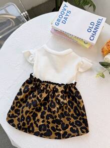 PETSIN Gonna con stampa leopardata bianca, patchwork con gatti e cani carini