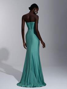 Elitara 优雅装饰紧身胸衣褶皱弹力针织泳衣搭配鱼尾裙，适合婚礼、派对、度假、庆典、正式场合（大量装饰）、派对礼服、长袍、晚会、婚礼宾客