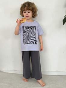 DAZY 2pcs/Set Toddler Boys Fall Outfit - Blue - View 3