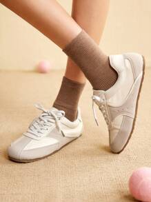 CUCCOO EASI Tênis Casuais Femininos, Sapatos de Sola Grossa Branca, Sapatos Esportivos Planos