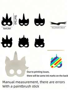SHEIN 6/12pcs Unicorn Mask - 6 Styles Rainbow Scratch Unicorns DIY Mask Party Favors, Scratch Off Reveal Unicorn Theme Birthday Party Supplies Decorations Crafts Set With Wooden Stylus & Elastic Band (For Adults Only), Valentine's Day Party Gifts