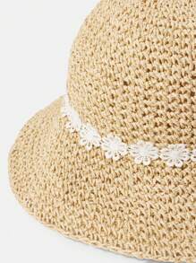 MOTF PREMIUM SUMMER RETRO LACE FLORAL STRAW SUN HAT - Beige - View 7