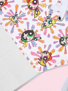 THE POWERPUFF GIRLS X SHEIN 1 件女士彩色烟花和花卉印花六角形束腰腰带，休闲百搭，图案随机 - 白色 - 查看 3