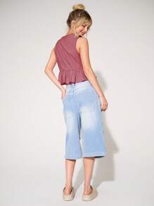 WESTFADE 条纹系带蝴蝶结上衣 - 酒紅色 - 查看 2