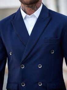 Manfinity Mode Conjunto de chaqueta y pantalones de traje para hombre, conjunto de vestir de moda para el verano