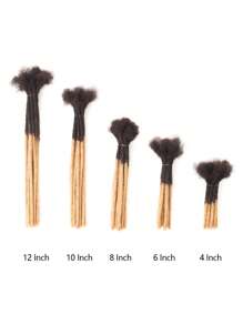 Boho Braids Extensiones de rastas de cabello humano de 4-12 pulgadas de opciones, con un grosor de 0.4 cm, 10 hebras, 100% cabello humano para hombres/mujeres, extensiones de cabello a ganchillo sin nudos - S1/27 - Ver 3