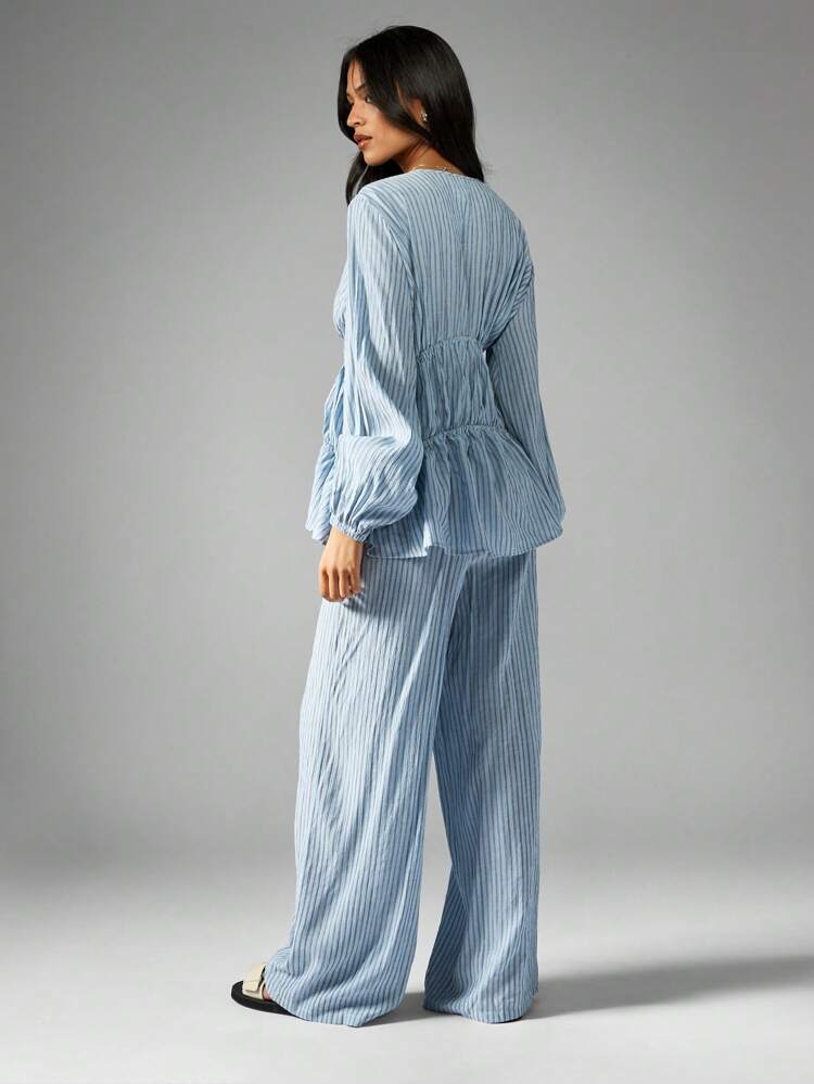 MISSGUIDED Vintage Inspired Ruffle Waist Wide Leg Palazzo Two Piece