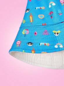 THE POWERPUFF GIRLS X SHEIN Chapeau seau réversible à imprimé tout-sur-tout, mode streetwear