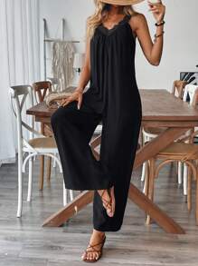 SHEIN Tall Women's Casual Jumpsuit With Adjustable Straps, Suitable For Office, School, And All Seasons - Black - View 5