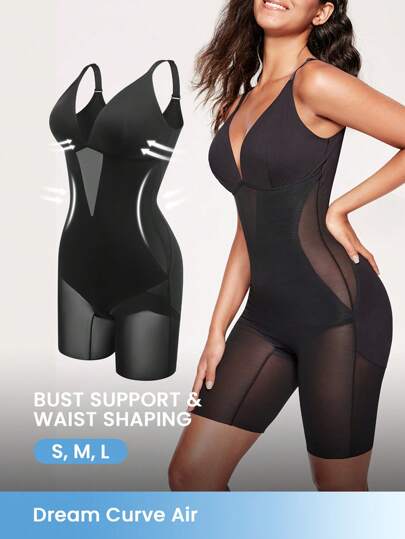 LUVLETTE Breathable Seamless Smoothing Shaping Waist Elegance Training Butt Lifting Tummy Control Backless Deep V-Neck Shapewear Bodysuit