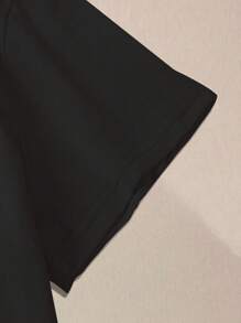 INAWLY Solva Camiseta de estilo hip hop fresco con estampado de perro para mujer - Negro - Ver 3