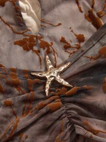 ROMWE Hippie Y2K Vintage Sexy Halter Open Back Starfish Metal Decor Women Mini Dress - Multicolor - View 3
