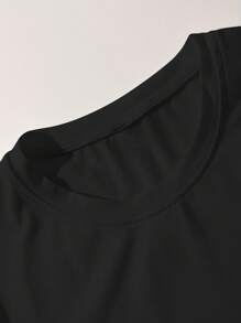 Manfinity Dauomo Men's Summer Casual Colorblock Print Standard Size T-Shirt - Black - View 4