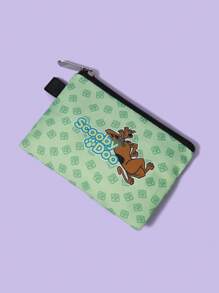 SCOOBY-DOO X SHEIN Fashionable Letter & Dog Printed Green Zipper Coin Purse - Green - View 3
