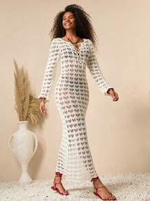 Bóhologie Robe longue en tricot avec laçage au dos