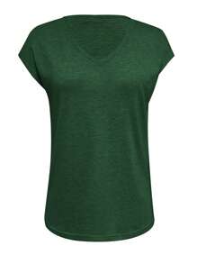SHEIN LUNE Maglietta estiva casual da donna con scollo a V e maniche a pipistrello