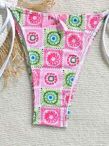 Swim Mod European & American Style Women's Sweet Bow Accessory Halter Top And Sexy Shorts Swimsuit Set For Summer Beach Vacation - Multicolor - View 5