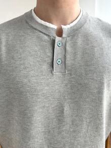DAZY 1 pieza Suéter ligero para hombre 2 en 1 de punto para verano