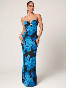 Silquee Women's Floral Print Backless Bodycon Strapless Dress, Summer, Summer Outfits For Women, Summer Clothes, Beach Outfits For Women, Classy Outfits For Women, Summer Dresses For Women, Beach Cover Up Women, Graduation Outfit, Graduation Dress, Flowy Dress, Sun Dresses For Women/ Elegant Dresses For Women, Cruise Outfits Women, Ibiza Outfits, Rave Outfits Festival/ Rave, Festival Summer Festival Beach Vacation