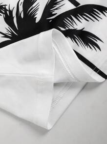 Manfinity RSRT Men's Casual Palm Tree Print Round Neck Tank Top - Black and White - View 5