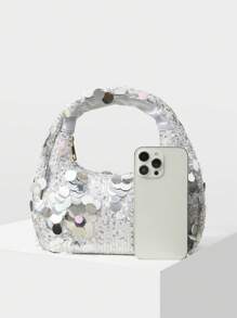 MOTF PREMIUM Borsa a mano con chiusura lampo e paillettes per donna