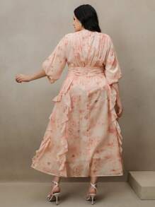 Anewsta 女士优雅飘逸荷叶边袖中长连衣裙，公主风格，适合春季、夏季、海滩、节日、度假