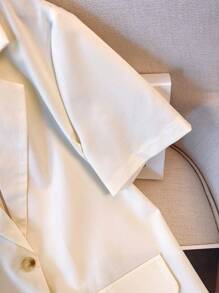 SHEIN LUNE Damen schicke Blazerjacke mit Kurzen Ärmeln, lose sitzende leichte Strickjacke, geeignet für Dates, Ausflüge, Urlaub, Pendeln, Geschäft, Hochzeiten, Karneval, Ostern, Musik-Festivals