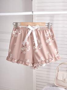 CottageSlumber 3pcs Women's Floral All-Over Print Ruffled Trim Sleep Shorts Set - Multicolor - View 4