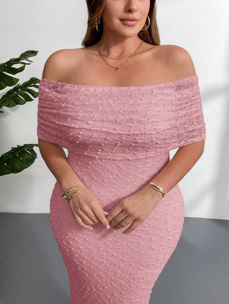 Firerie Plus Size Solid Color Fashion Dress, Suitable For Summer - Pink - View 1