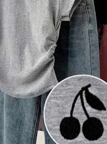 Áo thun nữ tay ngắn, tối giản và thời trang, phù hợp cho mùa hè - Xám - Xem 5