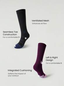 GLOWMODE 2 双能量提升透气压缩无缝及膝运动袜，中高强度跑步慢跑训练健身袜 - 彩色 - 查看 5