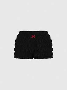 ROMWE Kawaii Bộ đồ hai mảnh phối ren họa tiết anh đào và chữ cái dành cho nữ, trang phục mặc hàng ngày - màu đen - Xem 3